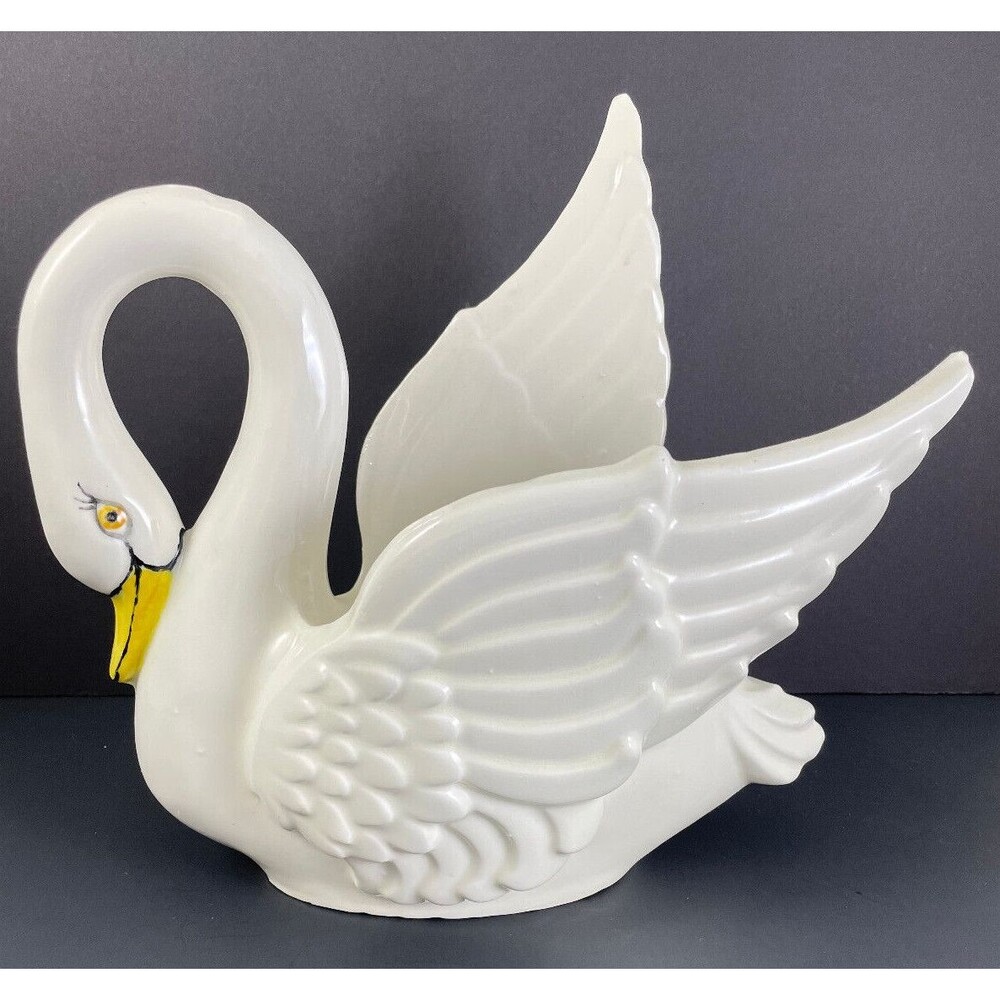 White Swan Royal Haeger Planter Large Art Deco Vintage 10x 9.75x 5